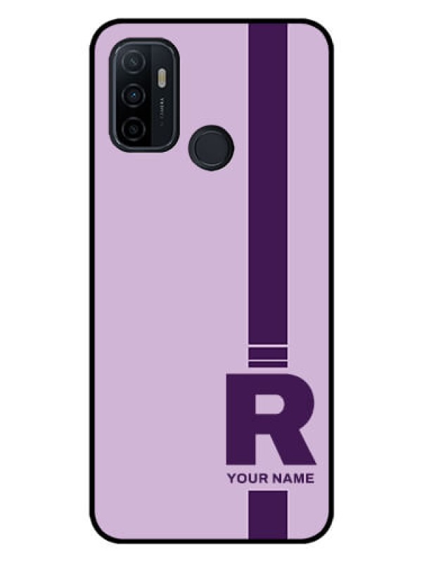 Custom Oppo A33 2020 Photo Printing on Glass Case - Simple dual tone stripe with name Design