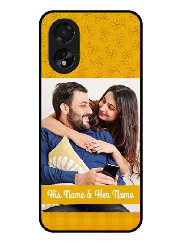 Custom Oppo A38 Custom Glass Phone Case - Yellow Floral Design
