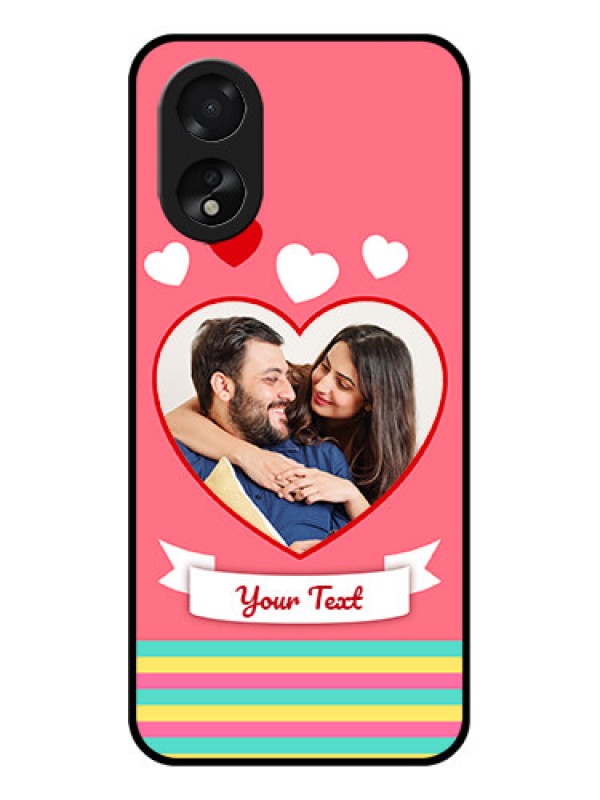 Custom Oppo A38 Custom Glass Phone Case - Love Shapes Doodle Design