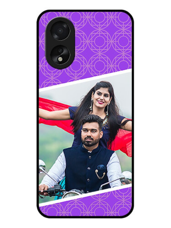 Custom Oppo A38 Custom Glass Phone Case - Violet Color Pattern Design