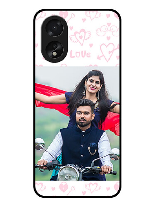 Custom Oppo A38 Custom Glass Phone Case - Pink Flying Heart Design