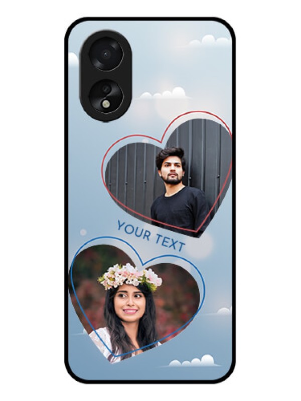 Custom Oppo A38 Custom Glass Phone Case - Blue Color Couple Design