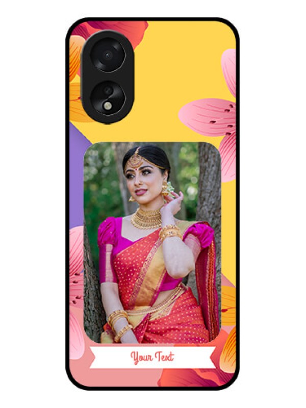 Custom Oppo A38 Custom Glass Phone Case - 3 Image With Vintage Floral Design