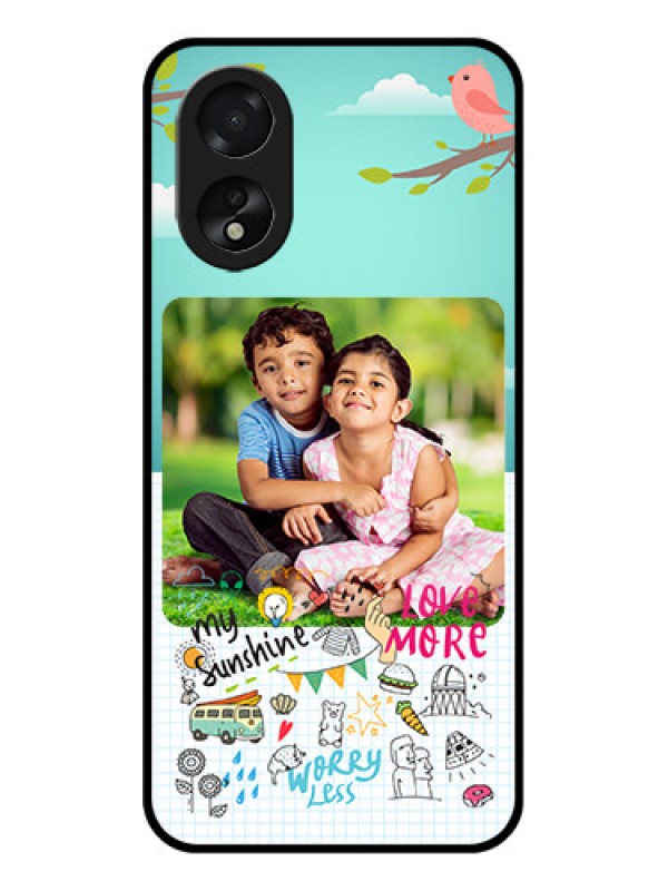 Custom Oppo A38 Custom Glass Phone Case - Doodle Love Design