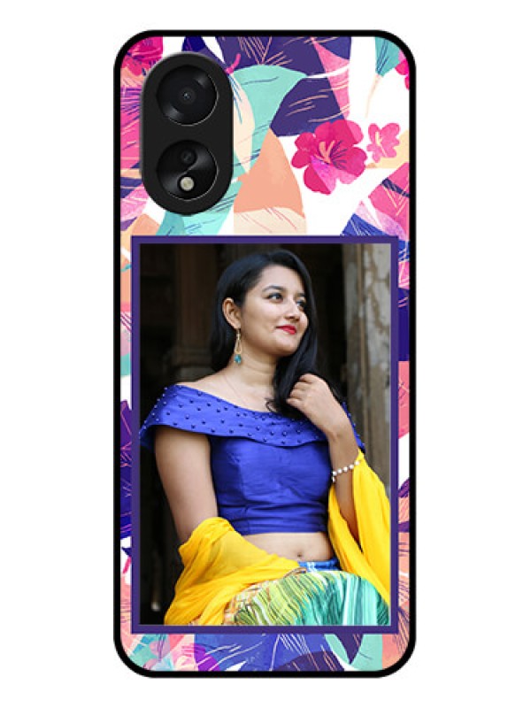 Custom Oppo A38 Custom Glass Phone Case - Abstract Floral Design