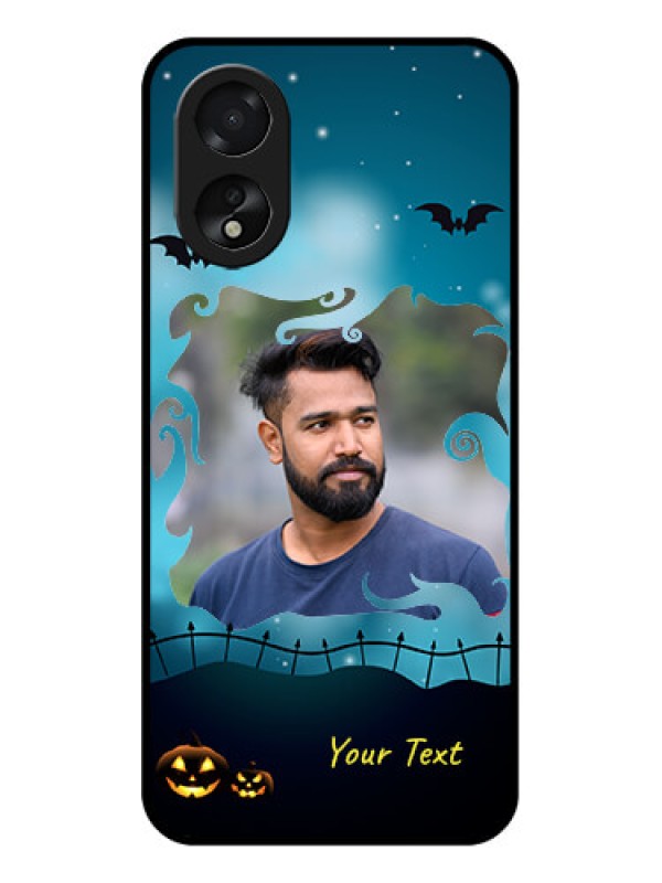 Custom Oppo A38 Custom Glass Phone Case - Halloween Frame Design