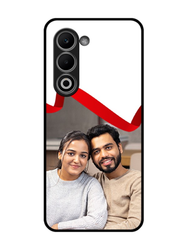 Custom Oppo A5 5G Custom Glass Phone Case - Red Ribbon Frame Design