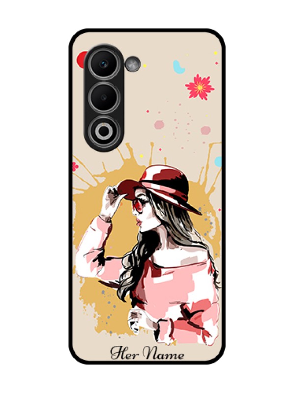 Custom Oppo A5 5G Custom Glass Phone Case - Women With Pink Hat Design