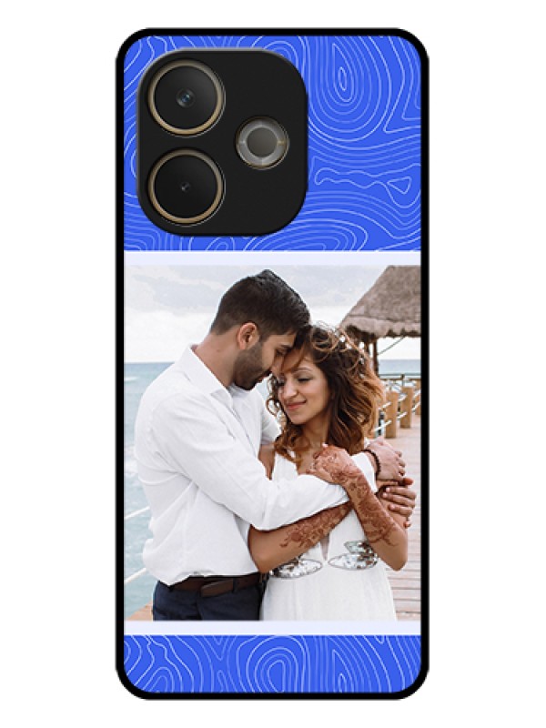 Custom Oppo A5 Pro 5G Custom Glass Phone Case - Curved Line Art With Blue And White Design