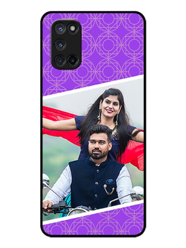 Custom Oppo A52 Custom Glass Phone Case - Violet Pattern Design