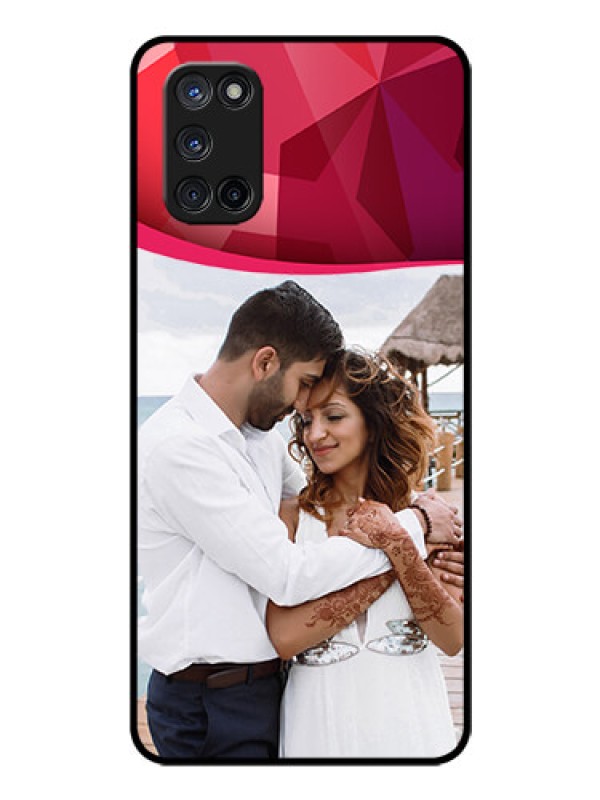 Custom Oppo A52 Custom Glass Mobile Case - Red Abstract Design