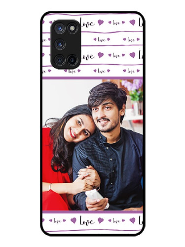 Custom Oppo A52 Custom Glass Mobile Case - Couples Heart Design