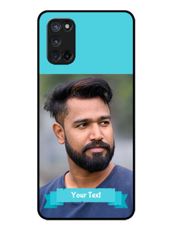 Custom Oppo A52 Personalized Glass Phone Case - Simple Blue Color Design