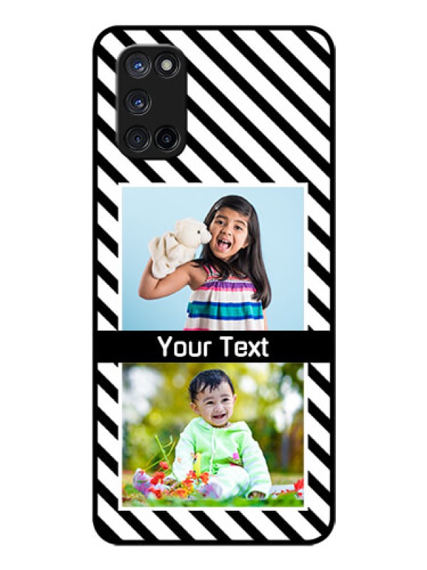 Custom Oppo A52 Photo Printing on Glass Case - Black And White Stripes Design