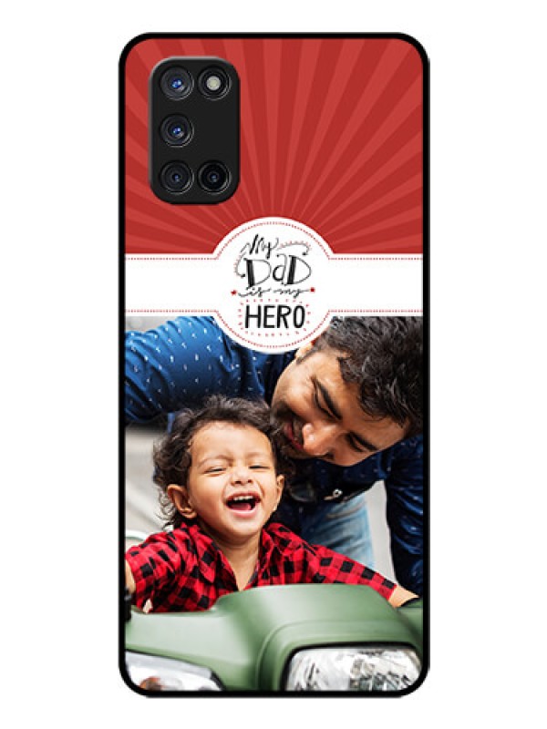 Custom Oppo A52 Photo Printing on Glass Case - My Dad Hero Design