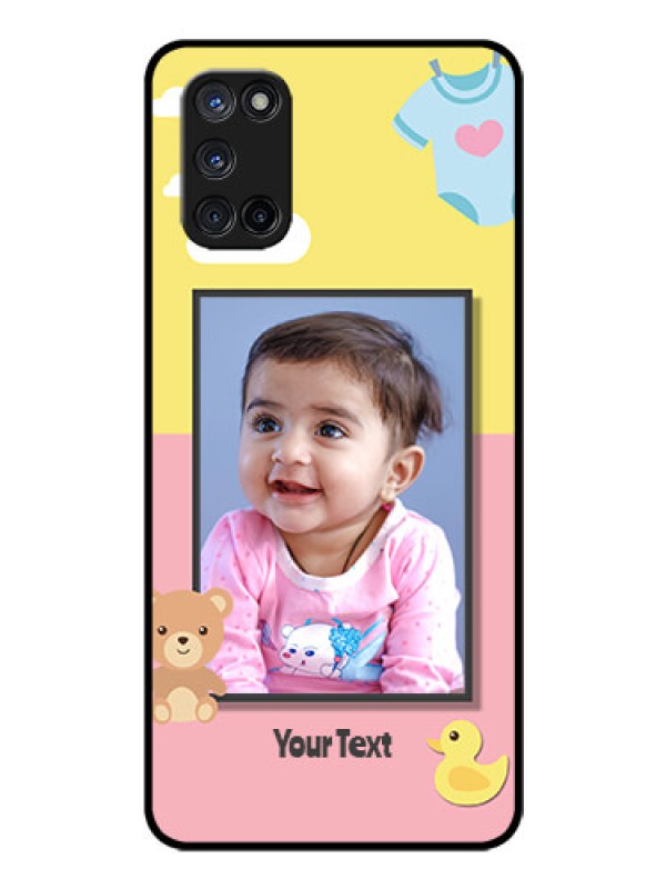 Custom Oppo A52 Photo Printing on Glass Case - Kids 2 Color Design
