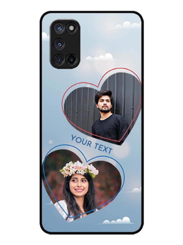 Custom Oppo A52 Custom Glass Mobile Case - Blue Color Couple Design 