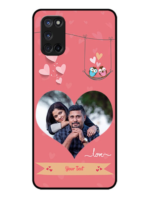 Custom Oppo A52 Personalized Glass Phone Case - Peach Color Love Design 