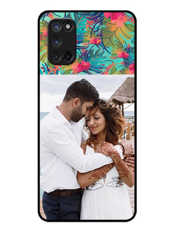 Custom Oppo A52 Photo Printing on Glass Case - Watercolor Floral Design
