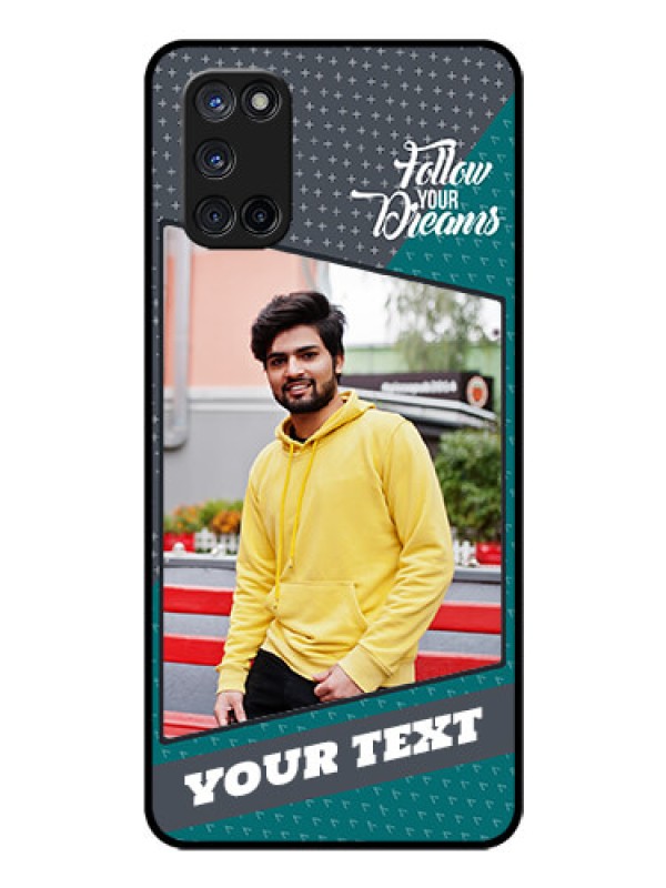 Custom Oppo A52 Personalized Glass Phone Case - Background Pattern Design with Quote