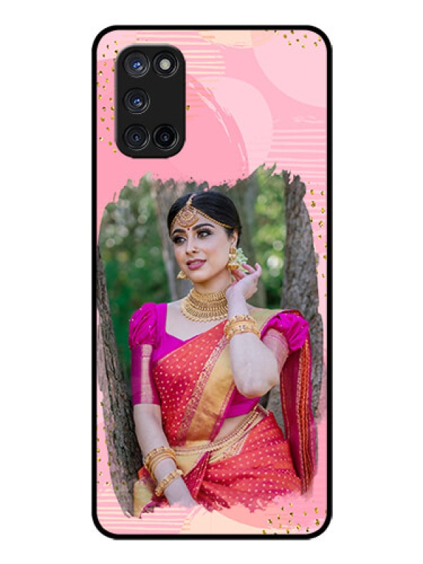 Custom Oppo A52 Personalized Glass Phone Case - Gold Glitter Splash Design