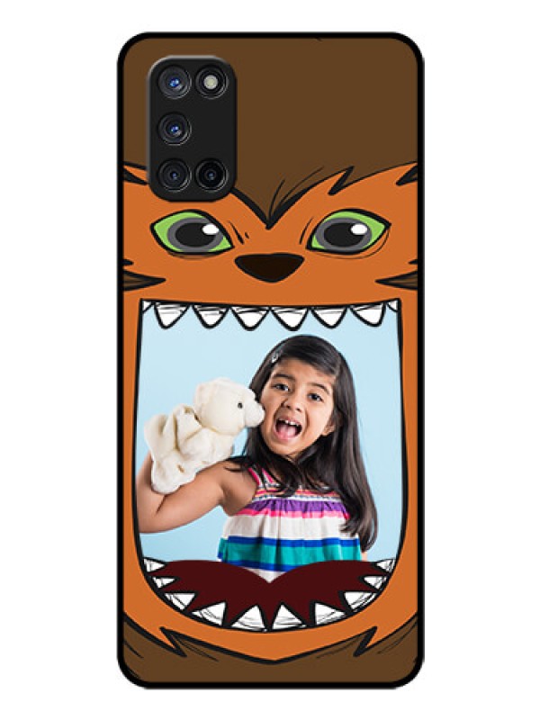 Custom Oppo A52 Photo Printing on Glass Case - Owl Monster Back Case Design