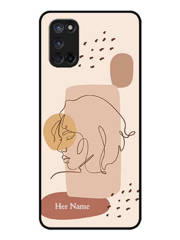 Custom Oppo A52 Photo Printing on Glass Case - Calm Woman line art Design