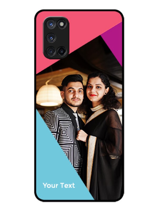 Custom Oppo A52 Custom Glass Mobile Case - Stacked Triple colour Design