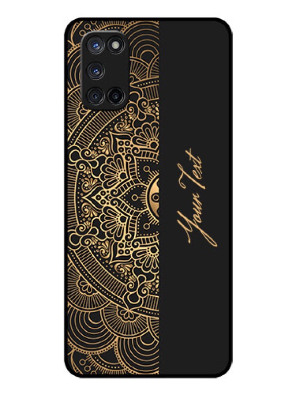 Custom Oppo A52 Photo Printing on Glass Case - Mandala art with custom text Design