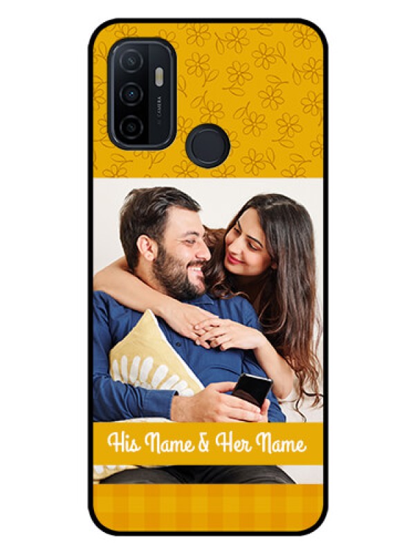 Custom Oppo A53 Custom Glass Mobile Case  - Yellow Floral Design