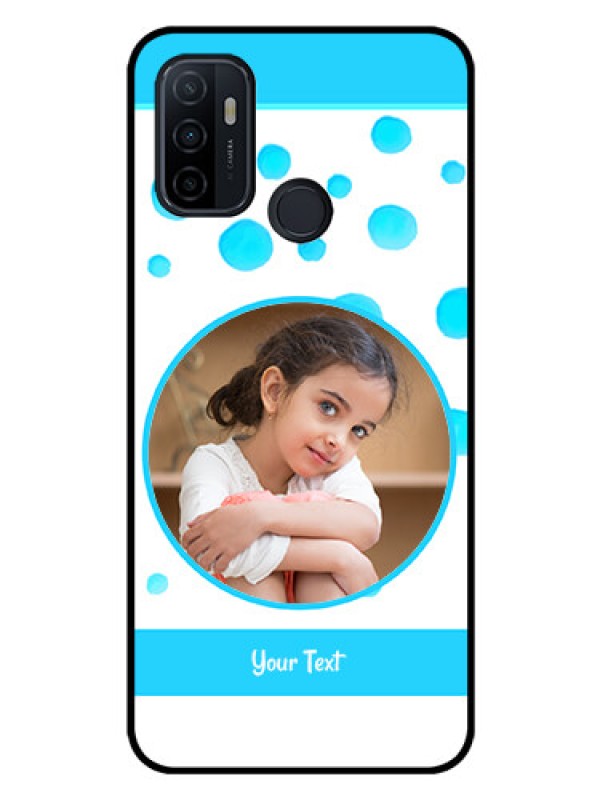 Custom Oppo A53 Photo Printing on Glass Case  - Blue Bubbles Pattern Design