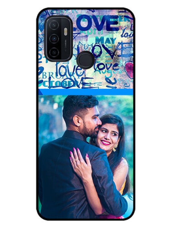 Custom Oppo A53 Custom Glass Mobile Case  - Colorful Love Design
