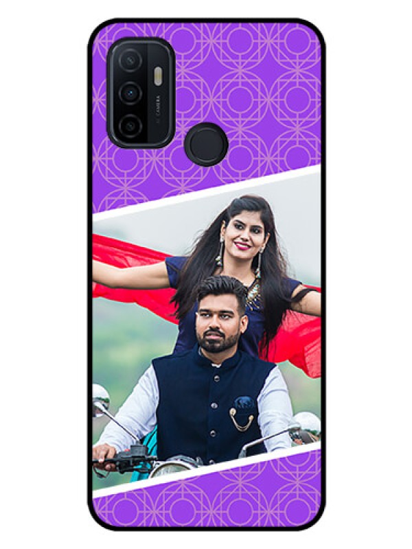 Custom Oppo A53 Custom Glass Phone Case  - Violet Pattern Design