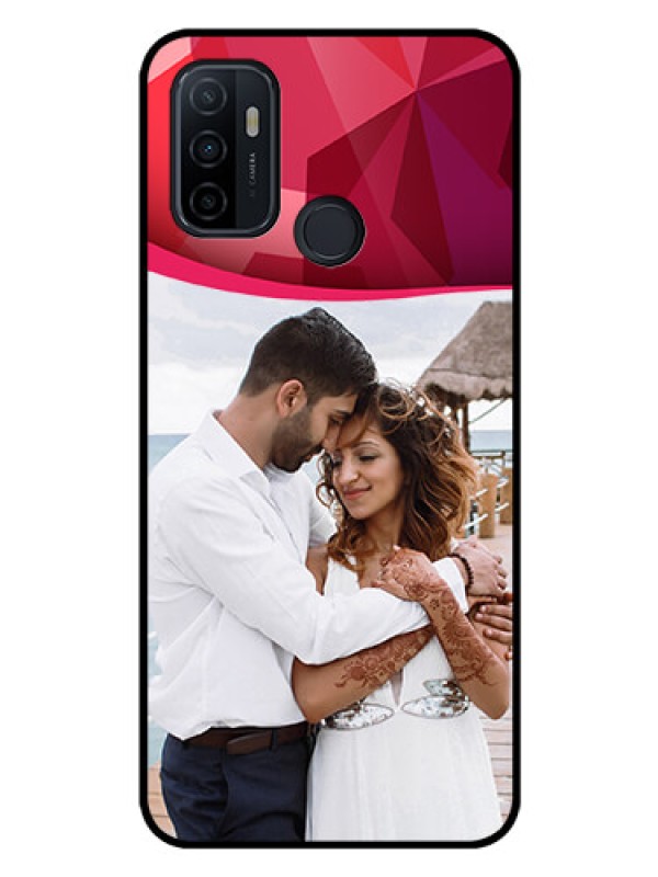 Custom Oppo A53 Custom Glass Mobile Case  - Red Abstract Design
