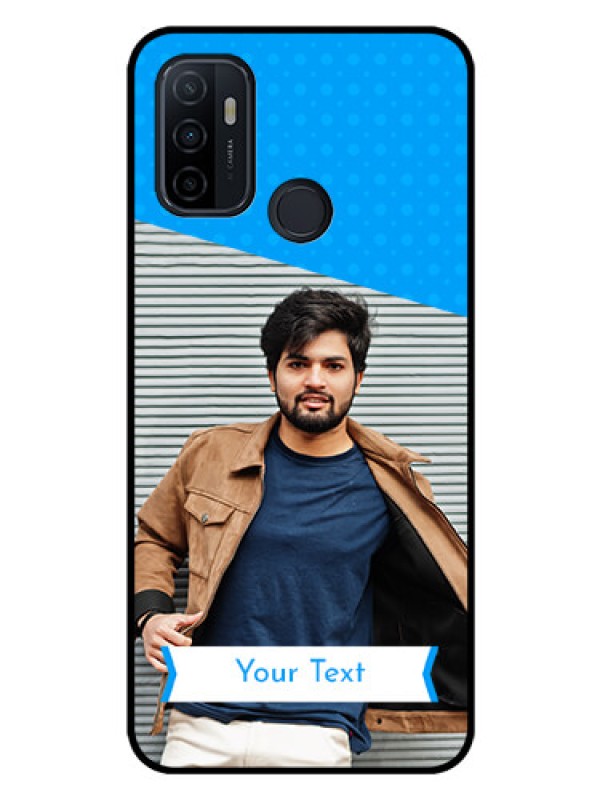 Custom Oppo A53 Photo Printing on Glass Case  - Simple Blue Color Design