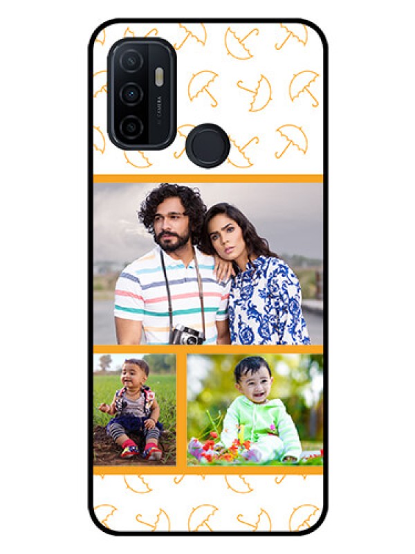Custom Oppo A53 Custom Glass Mobile Case  - Yellow Pattern Design