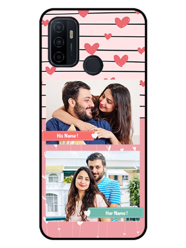 Custom Oppo A53 Custom Glass Mobile Case  - Photo with Heart Design