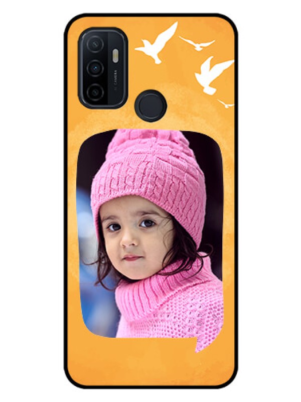 Custom Oppo A53 Personalized Glass Phone Case  - Water Color Design with Bird Icons