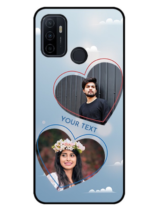 Custom Oppo A53 Custom Glass Mobile Case  - Blue Color Couple Design 