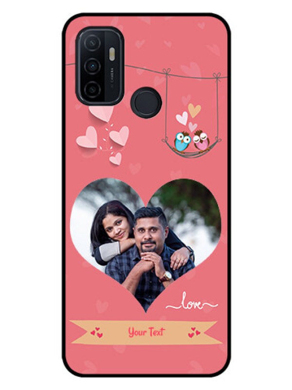 Custom Oppo A53 Personalized Glass Phone Case  - Peach Color Love Design 