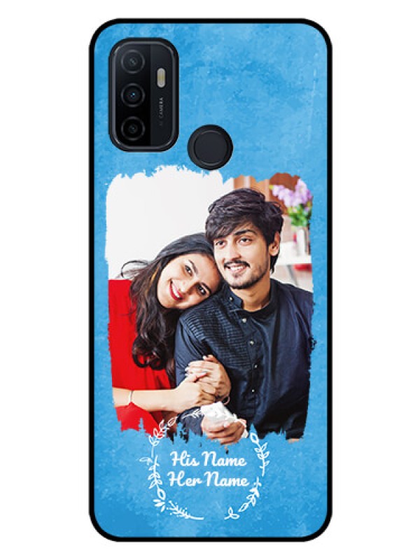 Custom Oppo A53 Custom Glass Phone Case - Blue Color Vintage Design