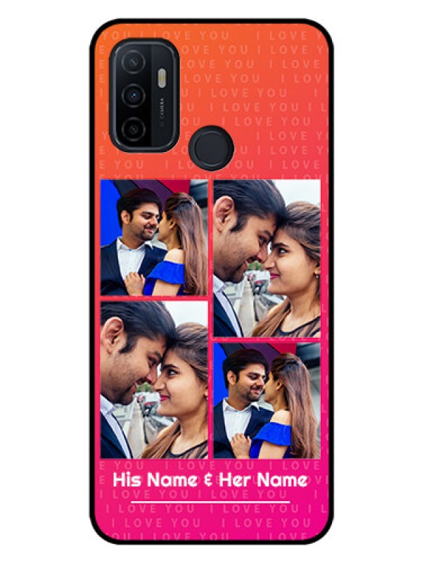 Custom Oppo A53 Custom Glass Phone Case  - I Love You Pink Design