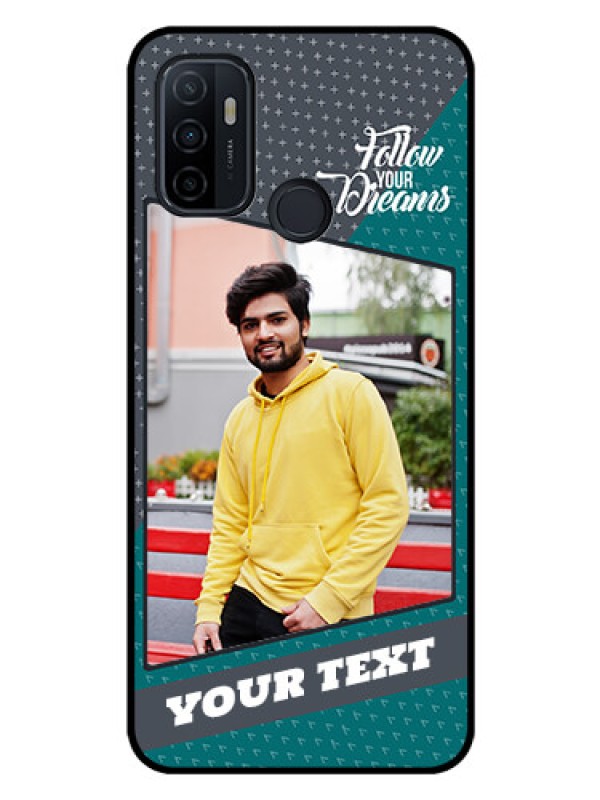Custom Oppo A53 Personalized Glass Phone Case  - Background Pattern Design with Quote