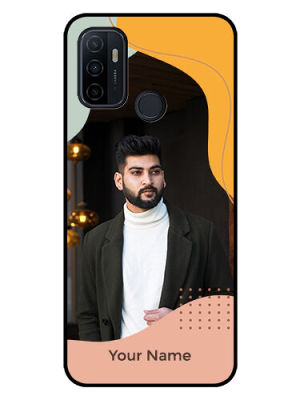 Custom Oppo A53 Personalized Glass Phone Case - Tri-coloured overlay design