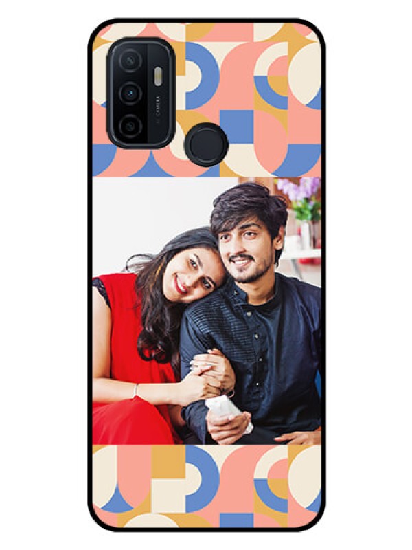 Custom Oppo A53 Photo Printing on Glass Case - Semi-circle Maze Pattern Design