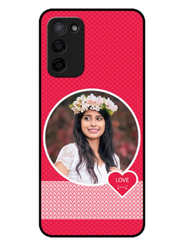 Custom Oppo A53s 5G Personalised Glass Phone Case - Pink Pattern Design