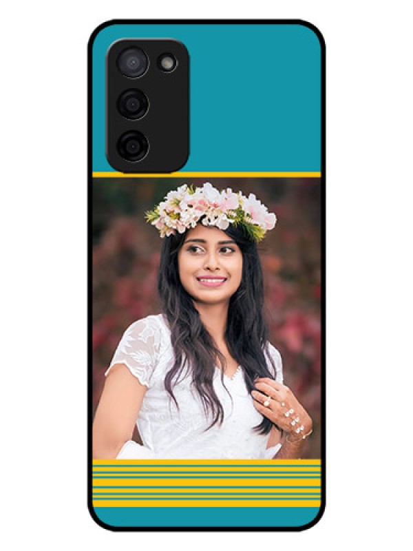 Custom Oppo A53s 5G Custom Glass Phone Case - Yellow & Blue Design 