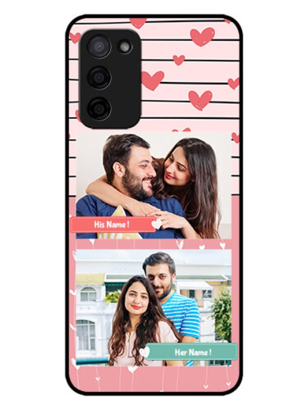 Custom Oppo A53s 5G Custom Glass Mobile Case - Photo with Heart Design