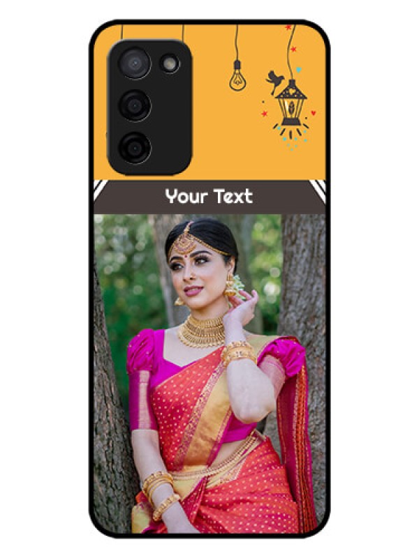 Custom Oppo A53s 5G Custom Glass Mobile Case - with Family Picture and Icons 