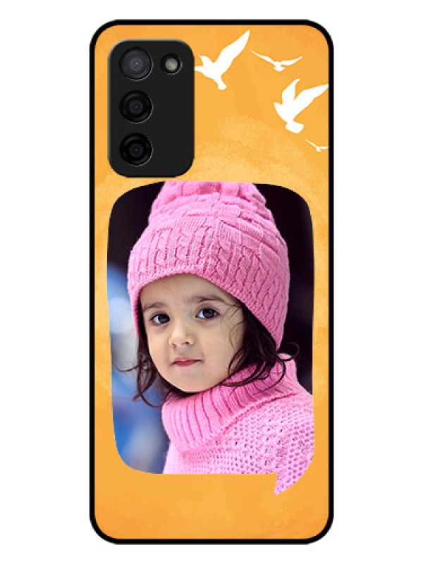 Custom Oppo A53s 5G Personalized Glass Phone Case - Water Color Design with Bird Icons